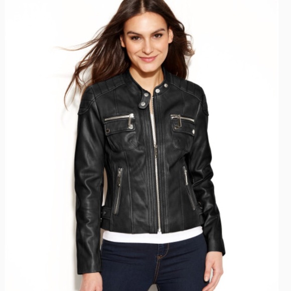michael kors leather jacket womens